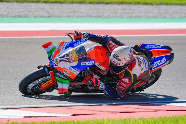 WorldSBK - EICMA Italian Round - Sunday Alberto Surra of Italy rides a 67 Ducati Panigale V4R for Motocorsa Racing during the 10th round of WorldSBK, the EICMA Italian round, at the Cremona Circuit Angelo Bergamonti in San Martino del Lago, Italy, on September 27, 2026. San Martino del Lago Italy Italy  Copyright: xLucaxRossinix originalFilename:rossini-worldsbk260927_npUVa.jpg