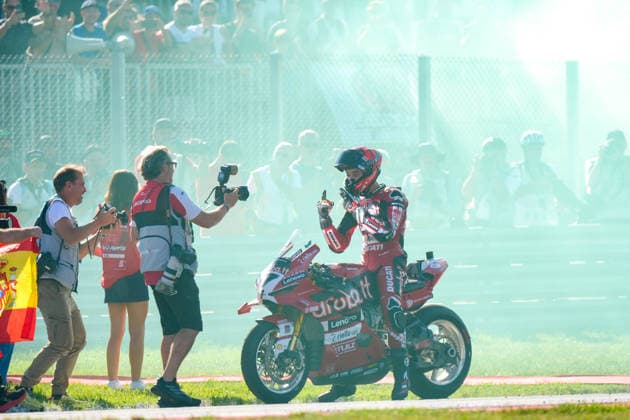 WorldSBK - EICMA Italian Round - Sunday Iker Lecuona of Spain, riding a Ducati Panigale V4R ( 7) for Aruba.it Racing - Ducati, celebrates victory during the 10th round of WorldSBK - EICMA Italian round at the Cremona Circuit Angelo Bergamonti in San Martino del Lago, Italy, on September 27, 2026. San Martino del Lago Italy Italy  Copyright: xLucaxRossinix originalFilename:rossini-worldsbk260927_npjco.jpg