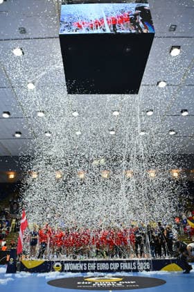 Norway - Denmark, EURO CUP Women 2026 EHF EURO CUP FINALS Denmark players react at the final of the Euro Cup Women 2026 EHF Euro cups Finals game between Hungary and Romania, September 27, 2026, in Bucharest, Romania. Copyright: xAlexxNicodimx