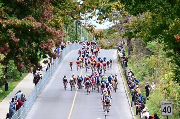 UCI 2026 Road World Championship, WM, Weltmeisterschaft Montreal 27 09 2026 MONTREAL, CANADA - SEPTEMBER 27 : illustration picture peloton during the Men Elite cycling road race of the 2026 UCI Road World Championships 93th edition an UCI World Championships cycling race of 273.4 km with start in Montreal and finish in Montreal on September 27, 2026 in Montreal, Canada, 27 09 2026 Montreal Canada  Copyright: xPeterxDexVoechtx