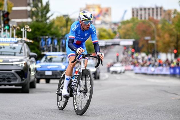 Czech Pavel Novak is pictured in action during the elite men Road Race race (273,7 km) at the cycling World Championship, WM, Weltmeisterschaft in Montreal, Canada, Sunday 27 September 2026. The UCI road world championships are taking place from 20 to 27 September, in Montreal, Canada. JASPERxJACOBS  x187991362x