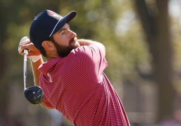 Cameron Young of the United States hits from the fairway on the third hole during a singles match on the final day of the 2026 President s Cup golf tournament at Medinah Country Club in Chicago, Illinois, on Sunday, September 27, 2026.  CHI20260927717 TANNENxMAURY