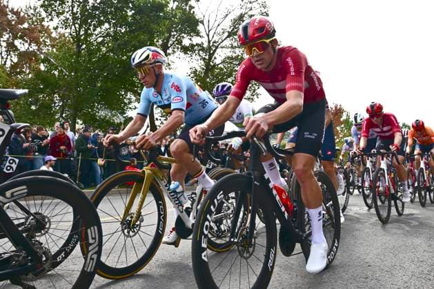 UCI 2026 Road World Championship, WM, Weltmeisterschaft Montreal 27 09 2026 MONTREAL, CANADA - SEPTEMBER 27 : Evenepoel Remco (BEL) , Pedersen Mads (DEN) during the Men Elite cycling road race of the 2026 UCI Road World Championships 93th edition an UCI World Championships cycling race of 273.4 km with start in Montreal and finish in Montreal on September 27, 2026 in Montreal, Canada, 27 09 2026 Montreal Canada  Copyright: xPeterxDexVoechtx