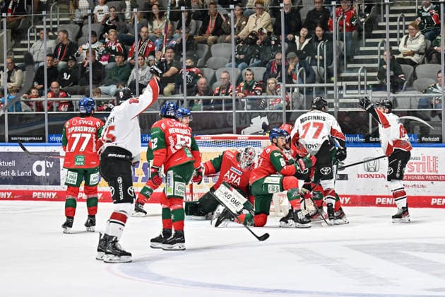 Penny DEL: Augsburger Panther vs. Kölner Haie, September 27, 2026, AUGSBURG, GERMANY September 27: The visiting fans cheer after Ryan MACINNIS (No. 77, Kölner Haie) scores to make it 3–5 during the Penny DEL match between the Augsburger Panther and the Kölner Haie on Matchday 4 at Curt Frenzel Stadium Copyright: xBEAUTIFULxSPORTS Goldbergx