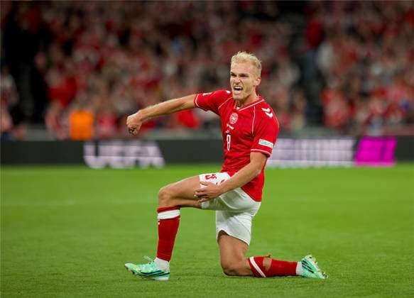 RECORD DATE NOT STATED Football - UEFA Nations League - Group A4 - Denmark v Wales COPENHAGEN, DENMARK - Sunday, September 27, 2026: Denmark s Gustav Isaksen celebrates after scoring the second goal during the UEFA Nations League Group A4 Matchday 2 match between Denmark and Wales at the Parken Stadium. Denmark won 2-0. (Photo by Amanda McMaster Propaganda) COPENHAGEN Parken Stadium COPENHAGEN DENMARK  Copyright: xAmandaxMcMasterx 2026-09-27-Denmark_v_Wales-024