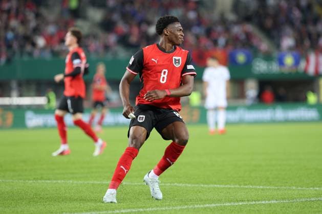 27.09.2026 - SOCCER - 2026 27 UEFA NATIONS LEAGUE, League B - Group B3, Round 2, Austria vs Kosovo Junior Adamu (Austria) gestures Vienna Ernst-Happel-Stadion Vienna Austria Copyright: xYigitxOermexYigitxOermex