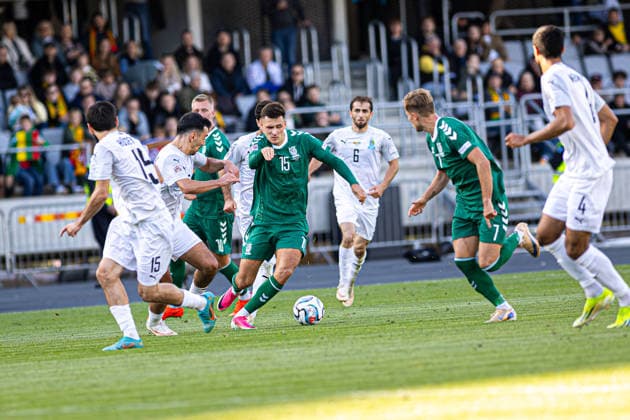 UEFA National League - League - Round 2 Lithuania Dariaus ir Gineno stadionas Gytis Gineitis controls the ball during the UEFA Nations League match between Lithuania and Azerbaijan at Dariaus ir Gireno Stadium in Kaunas, Lithuania. Kaunas Kaunas Lithuania