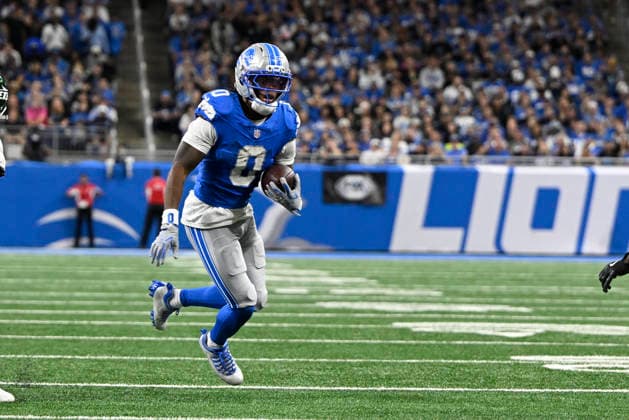 Sep 27, 2026; Detroit, MI, USA; Detroit Lions running back Jahmyr Gibbs (0) with an open field run at Ford Field. Mandatory Credit: -Cal Media NFL, American Football Herren, USA 2026: Jets Vs Lions SEP 27  - ZUMAc04_ 20260927_zma_c04_025 Copyright: xAllanxDranbergx
