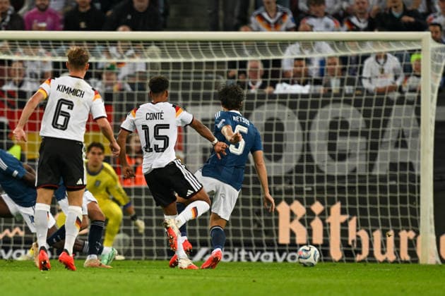 Penalty area play: Scoring chance by Bambase Conte Germany 15 27 09 2026 ¢ Soccer ¢ Nations League ¢ Germany vs. Greece, WWK Arena, Augsburg, Baden-Württemberg, Germany Copyright: xpepphotox xHorstxMauelshagenx pep00321, pep_20260927_hm