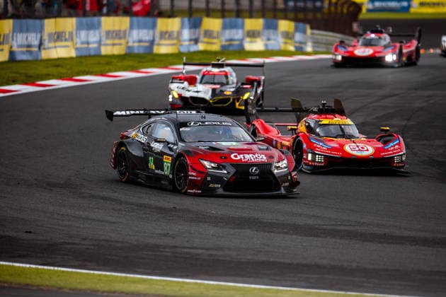 FIA WEC - 6 HOURS OF FUJI 2026 87 LOPEZ Josà Maria (arg), SCHMID Clemens (aut), UMBRARESCU Razvan (rou), Akkodis ASP Team, Lexus RC F GT3 87, LM GT3, action, 50 FUOCO Antonio (ita), MOLINA Miguel (spa), NIELSEN Nicklas (dnk), Ferrari AF Corse, Ferrari 499P 50, Hypercar, action, during the 6 Hours of Fuji 2026, 6th round of the 2026 FIA World Endurance Championship, from September 25 to 27, 2026 on the Fuji Speedway in Oyama, Shizuoka, Japan - Copyright: xAndreaxLorenzinax