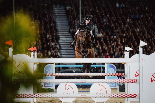 EQUESTRIAN - GCT, GP Vienna VIENNA,AUSTRIA,27.SEP.26 - EQUESTRIAN - Global Champions Tour, Grand Prix of Vienna. Image shows Lara Tryba (FRA) on Shot Gun.  GEPAxpictures xAlexanderxSolc