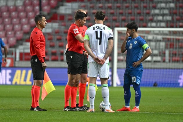 IPA89043776 - Footballers take the field during the Nations League, Matchday 2 between Israel and Ireland on September 27, 2026, at the Puskas Arena in Budapest, Hungary  Copyright: xVincenzoxOrlando IPAxSportx xx IPA89043776