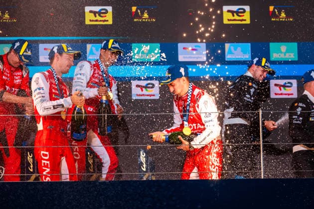 FIA WEC - 6 HOURS OF FUJI 2026 08 BUEMI SÃ bastien (swi), HARTLEY Brendon (nzl), HIRAKAWA Ryo (jpn), Toyota Racing, Toyota TR010 Hybrid 08, Hypercar, action, podium, during the 6 Hours of Fuji 2026, 6th round of the 2026 FIA World Endurance Championship, from September 25 to 27, 2026 on the Fuji Speedway in Oyama, Shizuoka, Japan - Copyright: xAndreaxLorenzinax