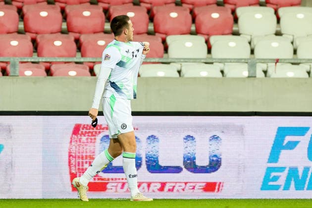 UEFA Nations League Group Stage, Nagyerdei Stadion, Debrecen, Hungary 27 9 2026 Israel vs Republic of Ireland Ireland s Jack Moylan celebrates after scoring his sides third goal of the match Jack Moylan celebrates after scoring his sides third goal of the match 27 9 2026  Copyright: xx RB1_7368