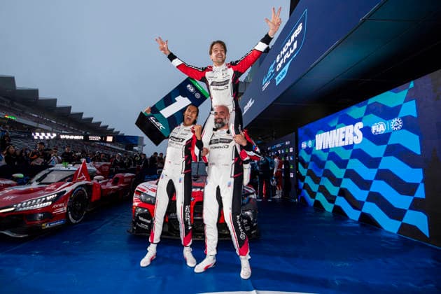 FIA WEC - 6 HOURS OF FUJI 2026 32 FARFUS Augusto (bra), GELAEL Sean (idn), LEUNG Darren (gbr), Team WRT, BMW M4 GT3 Evo 32, LM GT3, celebrating their win during the 6 Hours of Fuji 2026, 6th round of the 2026 FIA World Endurance Championship, from September 25 to 27, 2026 on the Fuji Speedway in Oyama, Shizuoka, Japan - OyamaJapan Copyright: xJULIENxDELFOSSEx