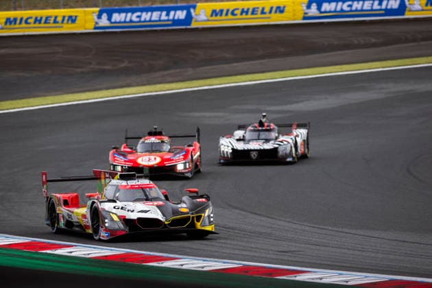 FIA WEC - 6 HOURS OF FUJI 2026 20 FRIJNS Robin (nld), RAST Renà (ger), VAN DER LINDE Sheldon (zaf), BMW M Team WRT, BMW M Hybrid V8 20, Hypercar, 51 CALADO James (gbr), GIOVINAZZI Antonio (ita), PIER GUIDI Alessandro (ita), Ferrari AF Corse, Ferrari 499P 51, Hypercar, 94 DUVAL Loïc (fra), JAKOBSEN Malthe (dnk), POURCHAIRE Thà o (fra), Peugeot TotalEnergies, Peugeot 9X8 94, Hypercar, action during the 6 Hours of Fuji 2026, 6th round of the 2026 FIA World Endurance Championship, from September 25 to 27, 2026 on the Fuji Speedway in Oyama, Shizuoka, Japan - OyamaJapan Copyright: xTHOMASxFENETREx