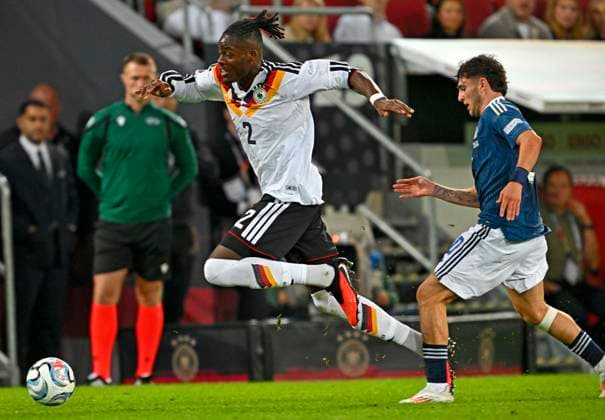 September 27, 2026, Soccer: 2026–2027 UEFA Nations League, Matchday 2, Germany vs. Greece, at the WWK Arena in Augsburg, Yann Aurel Bisseck for Germany