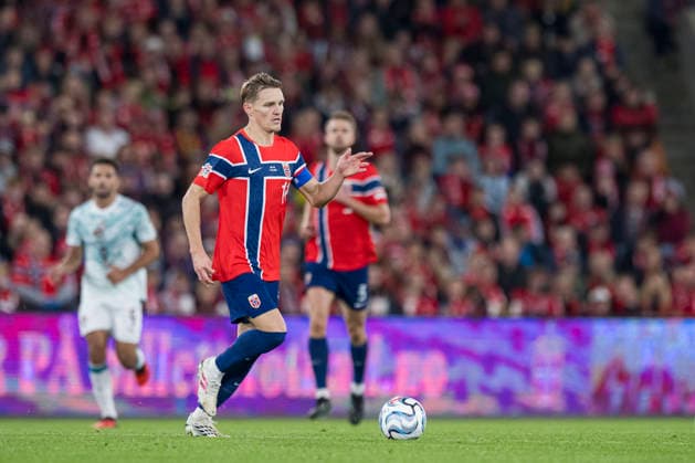 260927 Martin Odegaard of Norway during the Nations League soccer match between Norway and Portugal on September 27, 2026, in Oslo. Photo: Vegard Grott, BILDBYRAN. Code: VG VG1010 bbeng soccer football fotball Nations League international match Norway Portugal  Copyright: VEGARDxGRoTT BB260927VG043