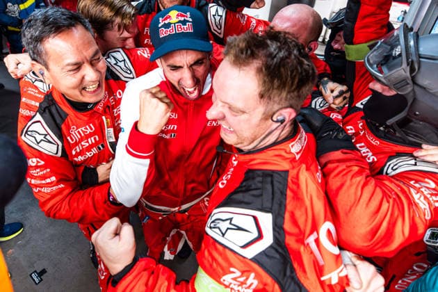 FIA WEC - 6 HOURS OF FUJI 2026 08 BUEMI SÃ bastien (swi), HARTLEY Brendon (nzl), HIRAKAWA Ryo (jpn), Toyota Racing, Toyota TR010 Hybrid 08, Hypercar, celebrates, during the 6 Hours of Fuji 2026, 6th round of the 2026 FIA World Endurance Championship, from September 25 to 27, 2026 on the Fuji Speedway in Oyama, Shizuoka, Japan - Copyright: xAndreaxLorenzinax