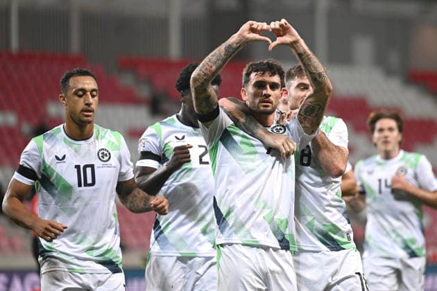 IPA89044249 - Celebrate the 1-0 goal by Troy Parrott (Ireland) during the Nations League phase, Matchday 2 between Israel and Ireland on September 27, 2026, at the Puskas Arena in Budapest, Hungary  Copyright: xVincenzoxOrlando IPAxSportx xx IPA89044249