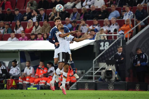 September 27, 2026, Soccer, Men s, 2027 UEFA Nations League, Germany vs. Greece, Josha Vagnoman (Germany), Christos Tzolis (Greece), Augsburg WWK Arena, Bavaria, Germany (DEU) Copyright: xSebastianxBachx