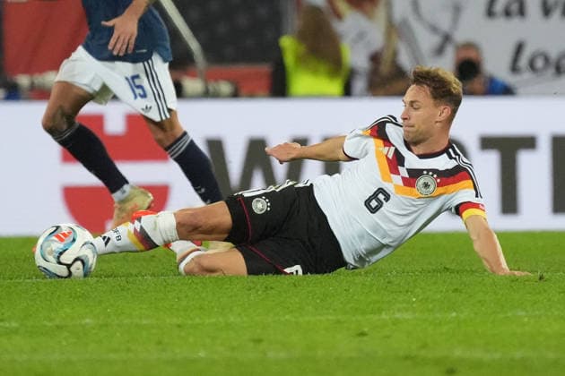 Joshua Kimmich of Germany retrieves the ball in Augsburg on September 27, 2026; Germany vs. Greece, UEFA Nations League, WWK Arena, Matchday 2