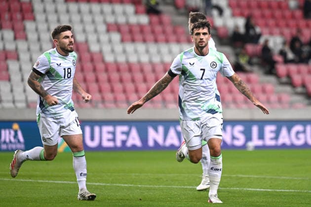 IPA89044255 - Celebrate the 1-0 goal by Troy Parrott (Ireland) during the Nations League, Matchday 2 between Israel and Ireland on September 27, 2026, at the Puskás Arena in Budapest, Hungary  Copyright: xVincenzoxOrlando IPAxSportx xx IPA89044255