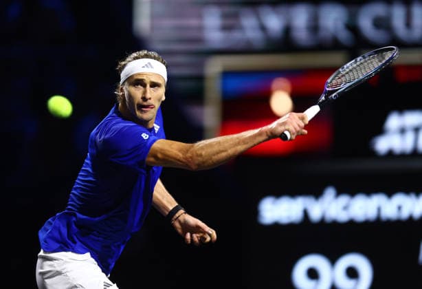 2026 Laver Cup, day three, O2 Arena, London,27 09 2026 Alexander Zverev (GER) in action during his match against Learner Tien (USA) in the 2026 Laver Cup at the O2 Arena, London London O2 Arena London GBR, UK NEWSPAPERS OUT Copyright: xMarkxGreenwoodx