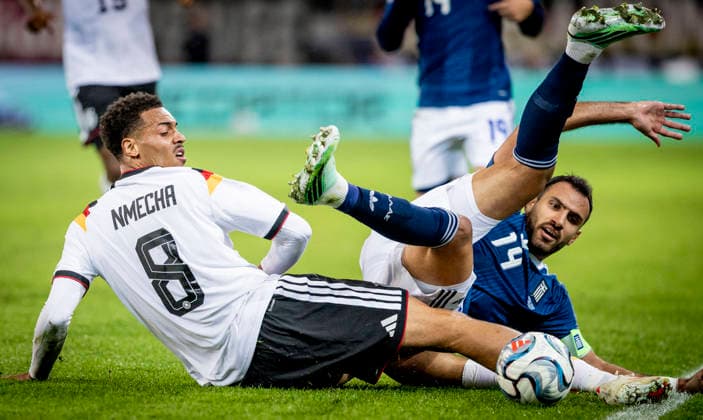 Augsburg, Germany, September 27, 2026 Felix Nmecha (GER) Vangelis Pavlidis (GRE) Germany Greece September 27, 2026