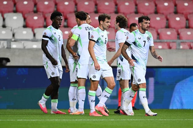 IPA89044768 - Celebrate Adam Idah s (Ireland) 2-0 goal during the Nations League phase, Matchday 2 between Israel and Ireland on September 27, 2026, at the Puskas Arena in Budapest, Hungary  Copyright: xVincenzoxOrlando IPAxSportx xx IPA89044768