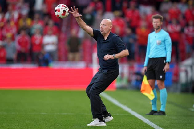Nations League: Denmark vs. Wales. Denmark s Head Coach Brian Riemer during the Nations League match between Denmark and Wales at Parken on Sunday, September 27, 2026. Photo by Liselotte Sabroe, Ritzau Scanpix, Copenhagen, Denmark  Copyright: Ritzau Scanpix LiselottexSabroex spdk20260927-215010-L