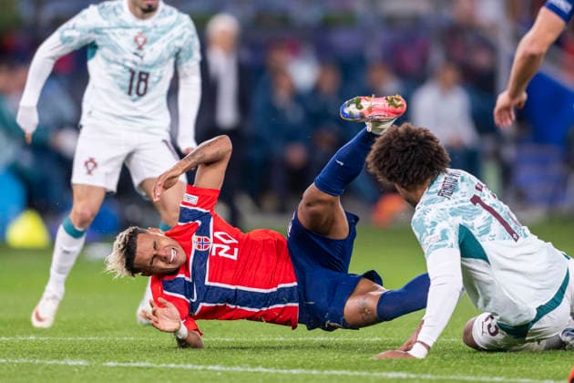 260927 Antonio Nusa of Norway during the Nations League soccer match between Norway and Portugal on September 27, 2026, in Oslo. Photo: Marius Simensen. BILDBYRAN COP 238 VG1010 bbeng soccer football fotball Nations League international match Norway Portugal  Copyright: MARIUSxSIMENSEN BB260927ZK037