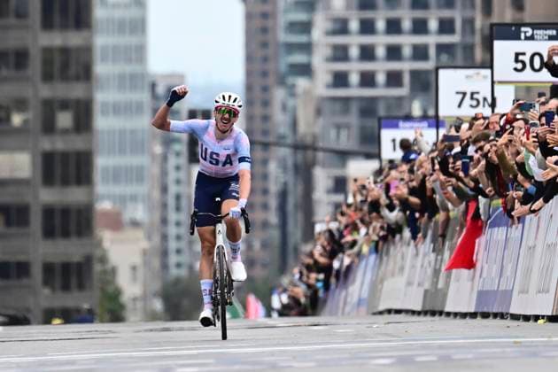 UCI 2026 Road World Championship, WM, Weltmeisterschaft Montreal 27 09 2026 MONTREAL, CANADA - SEPTEMBER 27 : Mcnulty Brandon (USA) wins during the Men Elite cycling road race of the 2026 UCI Road World Championships 93th edition an UCI World Championships cycling race of 273.4 km with start in Montreal and finish in Montreal on September 27, 2026 in Montreal, Canada, 27 09 2026 Montreal Canada  Copyright: xPeterxDexVoechtx