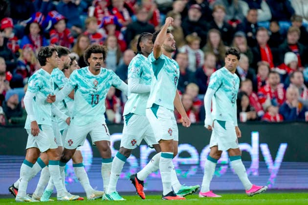Soccer, Nations League: Norway vs. Portugal, Nations League Oslo 20260927 Portugal’s Gonçalo Ramos celebrates after scoring again during the international soccer match between Norway and Portugal in the Nations League. Photo: Cornelius Poppe, NTB, Oslo, Norway. EDITORIAL USE ONLY. RESTRICTED USE FOR BETTING COMPANIES.  Copyright: xCorneliusxPoppex xNTBx
