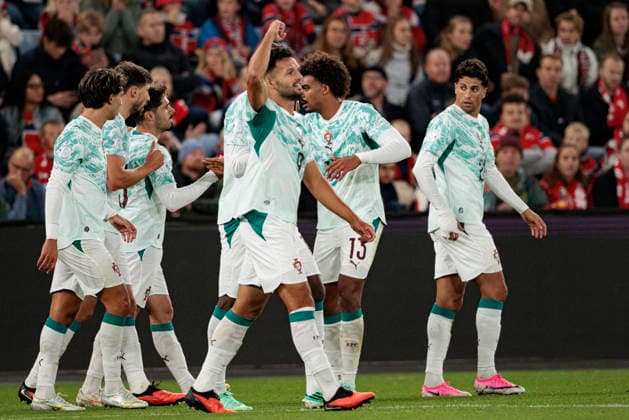 Goncalo Ramos seen celebrating after scoring goal during UEFA Nations League Division A game between National Teams of Norway and Portugal (Maciej Rogowski Ball Raw Images) Oslo Ullevaal Stadion Norway Copyright: xMaciejxRogowskix maciejrogowski_norway_portugal_2627_3-34