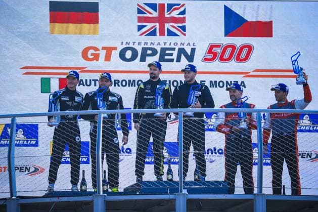 IPA89046137 - INTERNATIONAL GT OPEN 500 - at the Autodromo Nazionale Monza on September 27, 2026, in Monza - Race Category: PROAM 097 GT OPEN INT Blackthorn - GBR Charles Bateman - GBR Henrique Chaves - Aston Martin AMR Vantage GT3 EVO PROAM 054 GT OPEN INT CBRX by SPS - DEU Dexter Muller - CHE Yannick Mettler - Mercedes-AMG GT3 EVO PROAM 075 GT OPEN INT Team ISR - CZE Filip Salaquarda - CZE Libor Milota - Audi R8 LMS GT3 Evo II PROAM  Copyright: xLucianoxMariaxBisi IPAxSportx xx IPA89046137