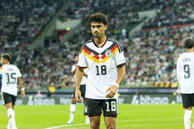 Germany vs. Greece, UEFA Nations League, Matchday 2, 2026–27 Season, WWK Arena, Augsburg; Nathaniel Brown, Germany, 18; Portrait photo, Portrait, Single shot, Portrait, Augsburg, WWK Arena, Bavaria, Germany Copyright: xBenedictxChristx