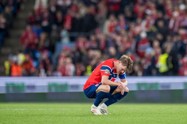 September 27, 2026: Martin Odegaard of Norway looks dejected during the Nations League soccer match between Norway and Portugal on September 27, 2026 in Oslo. Photo by Vegard Grott, BILDBYRAN, code VG VG1010 bbeng soccer football fotball Nations League international match Norway Portugal depp  Copyright: VEGARDxGRoTT BB260927VG077