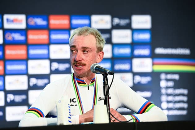 2026 UCI Road World Championships Picture by Simon Wilkinson SWpix.com - 27 09 2026 - Cycling - 2026 UCI Road World Championships - MontrÃ al, Canada - Men Elite Road Race press conference, PK, Pressekonferenz - Brandon Mcnulty (USA) Copyright: x xSWpix.comx(t axPhotographyxHubxLtd)xSimonxWilkinson SWpix.comx SWP-3521-5376