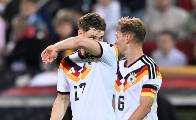 After the game: Disappointment for Florian Wirtz (GER 17) and Joshua Kimmich (GER 06) in the DFB international match between Germany (GER) and Greece (GRE) in the UEFA Nations League on September 27, 2026. DFL regulations prohibit any use of photographsHS AS IMAGE SEQUENCES AND OR QUASI-VIDEO DFB International Match: Germany (GER) vs. Greece (GRE) – UEFA Nations League