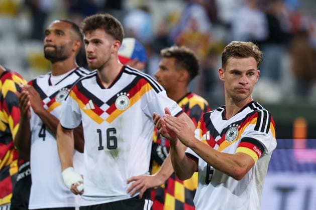 Disappointment and frustration for Jonathan Tah (4, Germany), Anton Stach (16, Germany), and Joshua Kimmich (6, Germany) after the final whistle, Germany vs. Greece, soccer, DFL, DFB, UEFA Nations League, 2026–2027 season, group stage, Group B, Matchday 2 of 6, September 27, 2026, Augsburg, Bavaria, Germany Copyright: xkolbert-press MartinxAgüerax