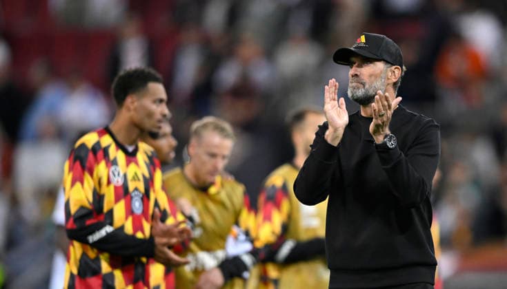 Disappointed after the game. German national team coach Jürgen Klopp claps encouragingly, Applause: DFB international match Germany (GER) vs. Greece (GRE), UEFA Nations League on September 27, 2026. DFL regulations prohibit any use of photographs as image sequences and or quasi-video. DFB international match Germany (GER) vs. Greece (GRE), UEFA Nations League