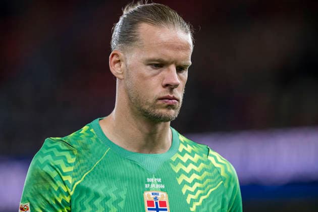 September 27, 2026: Goalkeeper Orjan Haskjold Nyland of Norway looks dejected after the Nations League soccer match between Norway and Portugal on September 27, 2026 in Oslo. Photo by Vegard Grott, BILDBYRAN, code VG VG1010 bbeng soccer football fotball Nations League international match Norway Portugal depp  Copyright: VEGARDxGRoTT BB260927VG086