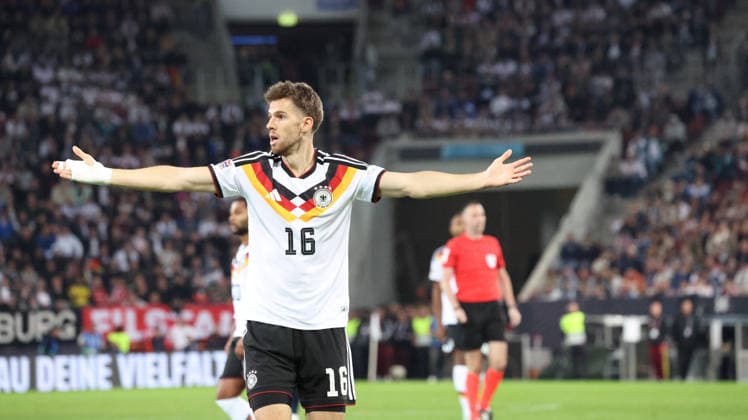 September 27, 2026, xrekx, Soccer UEFA Nations League, Germany vs. Greece, Anton Stach, Germany gives instructions, gesticulates with his arms, Augsburg