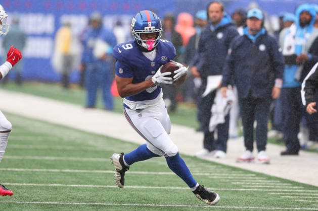 EAST RUTHERFORD, NJ - SEPTEMBER 27: Isaiah Likely 9 of the New York Giants runs after the catch during the game against the Tennessee Titans at MetLife Stadium on September 27, 2026 in East Rutherford, New Jersey. (Photo by Rich Graessle Icon Sportswire) NFL, American Football Herren, USA SEP 27 Titans at Giants EDITORIAL USE ONLY Icon262092732383