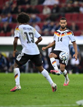 Josha Vagnoman GER 14 In action with the ball Karim Adeyemi GER 19 DFB International Match: Germany (GER) vs. Greece (GRE) – UEFA Nations League on September 27, 2026. DFL regulations prohibit any use of photographs as image sequences AND OR QUASI-VIDEO DFB international match: Germany (GER) vs. Greece (GRE) UEFA Nations League