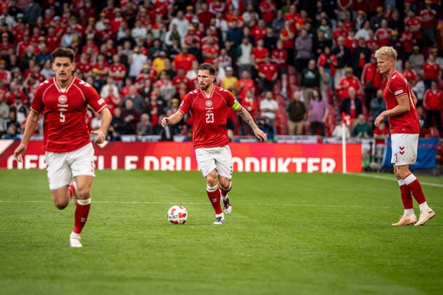 Denmark v Wales, UEFA Nations League, Copenhagen, Denmark Copenhagen, Denmark. 27th, September 2026. Pierre Emile Hojbjerg (23) of Denmark seen during the UEFA Nations League match between Denmark and Wales at Parken in Copenhagen. Denmark, Copenhagen, Parken  Copyright: xGonzalesxPhoto NicolaixBethelsenx