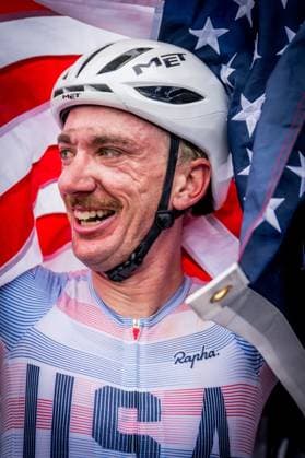 American Brandon McNulty celebrates after winning the elite men Road Race race (273,7 km) at the cycling World Championship, WM, Weltmeisterschaft in Montreal, Canada, Sunday 27 September 2026. The UCI road world championships are taking place from 20 to 27 September, in Montreal, Canada. JASPERxJACOBS  x188025523x