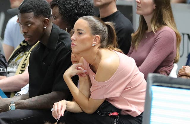 Dennis Schroeder, Basketball Loewen Braunschweig, and his wife Ellen; Basketball, Men s, 2026–2027 Season, easyCredit Basketball Bundesliga, Basketball Loewen Braunschweig vs. Rostock Seawolves, 83–82