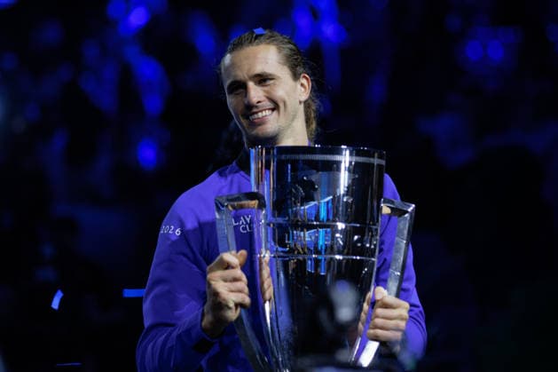 Alexander Zverev of Team Europe celebrates after defeating Learner Tien of Team World to clinch the 2026 Laver Cup for Team Europe at The O2 Featuring: Alexander Zverev Where: London, United Kingdom When: 27 Sep 2026 Credit: Alex Cropper Cover Images EDITORIAL USE ONLY. NOT FOR USE BY NEWSPAPERS BASED IN THE UK. Copyright: xx coverimg56065147